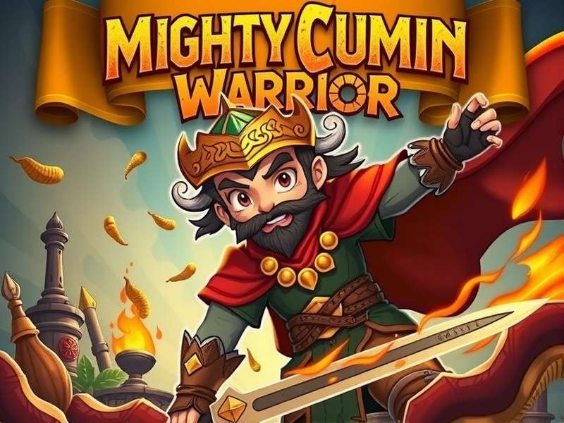 Mighty Cumin Warrior game banner showing hero in spice battle